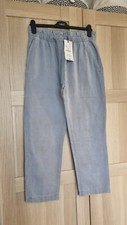 BNWT Zara Pyjama Style Relaxed Chino Trousers Pants Lyocell Cotton Blue M Medium