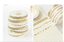 Gold Color Cute Masking Tape Scrapbook Adhesive Sticker Washi Tape DIY Craft Dec