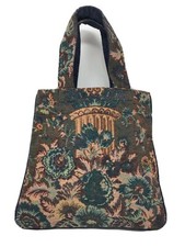 Vintage Tapestry Floral Victorian Double Handle Tote Bag Purse