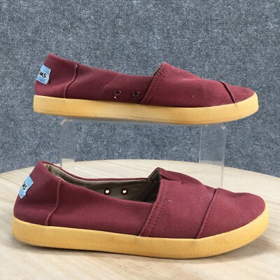 Toms Shoes Womens Avalon Casual Slip On Loafer Flats 10010811 Red  Canvas