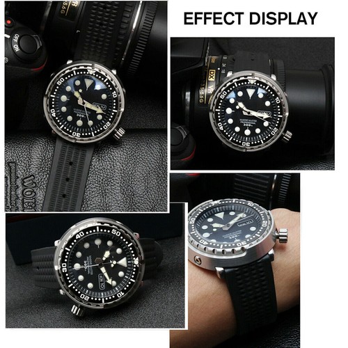 Classic 20mm/22mm Rubber Black Waffle Watch Strap Divers Wrist Watch Bland US - Picture 2 of 7