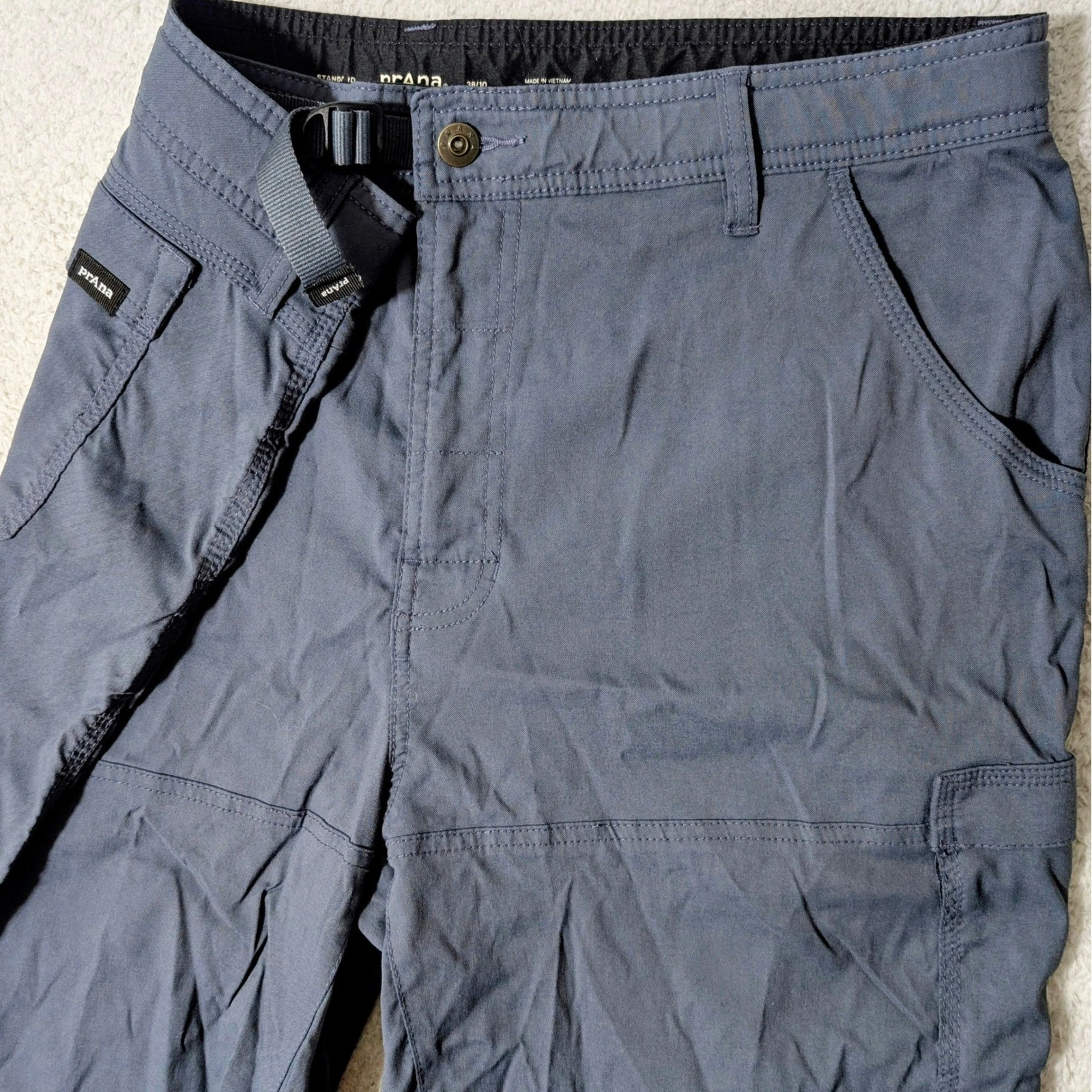 PrAna Zion cargo pocket Shorts Mens 38/10 Gray Nylon Stretch Cargo Hiking
