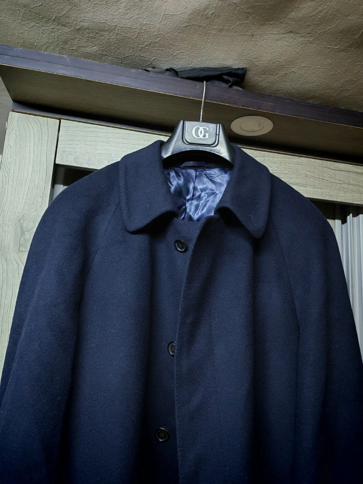 Vintage Burberrys Wool Cashmere classic navy Raglan long suit over coat 44R - Image 3 of 4
