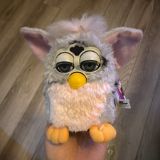 Furby 1998 Interactive Electronic Toy Gray White Pink Model 70-800 working
