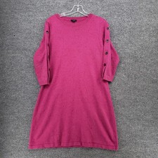 Talbots Dress Womens LP Large Petite Pink Mini Button Sleeve Sweater A Line