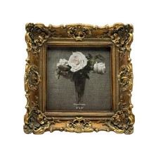 4X4 Vintage Small Picture Frame, Antique Ornate Bronze Gold Square Frame