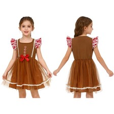 Kids Girls Skirt Festival Dress Celebration Costume Tulle Square Neck Cosplay