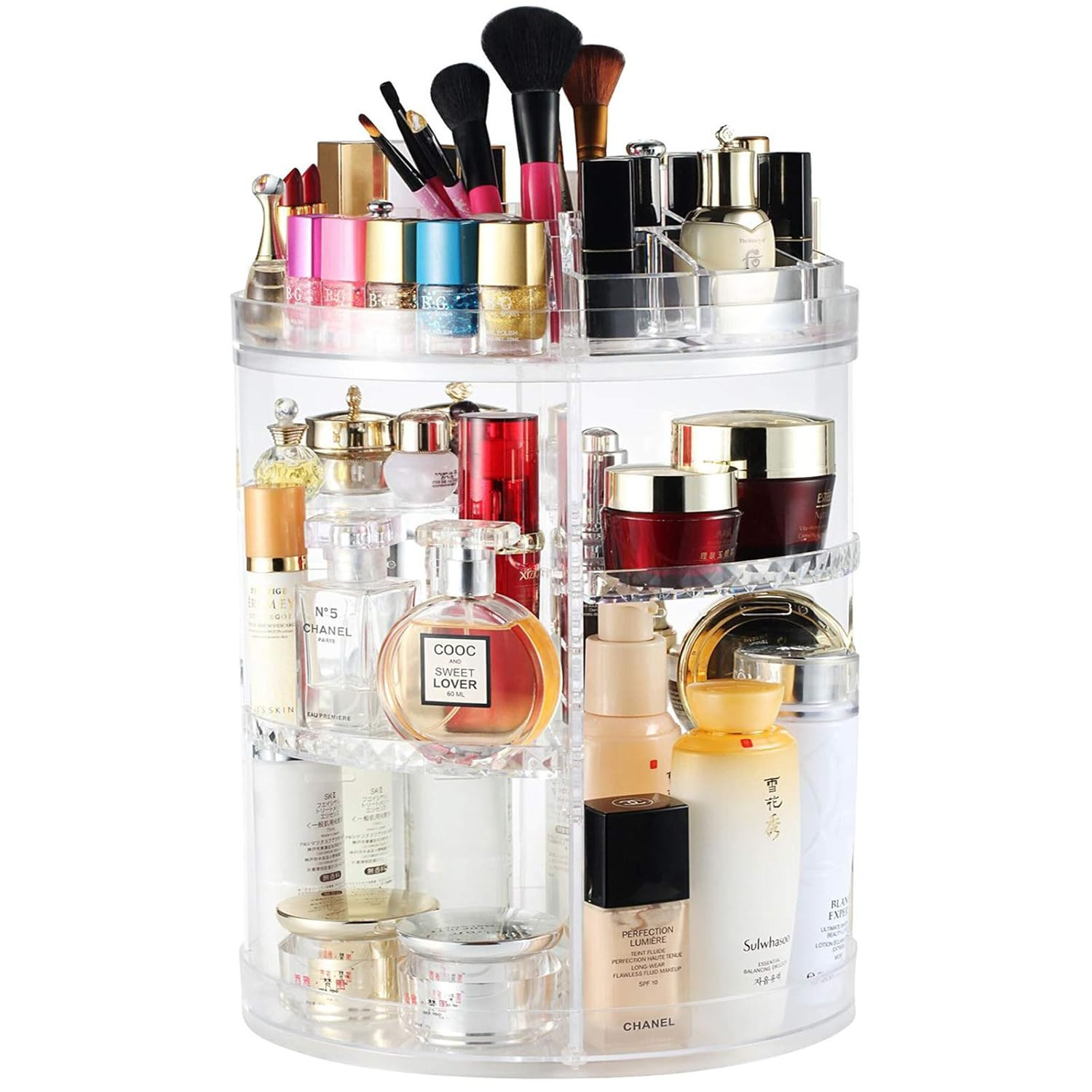 Makeup Organizer Rotating, 8-Layer Large Capacity Cosmetics Organizer, 360 Adjus