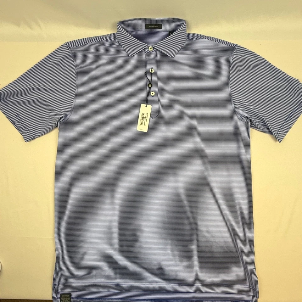 Camisa Polo Para Hombres Turtleson Carter Rayas Rendimiento Azul Marino Talla Grande Nueva con Etiquetas Foto 2 de 4