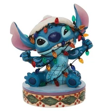 Jim Shore Disney Traditions Stitch Wrapped in Christmas Lights Figurine 6010872