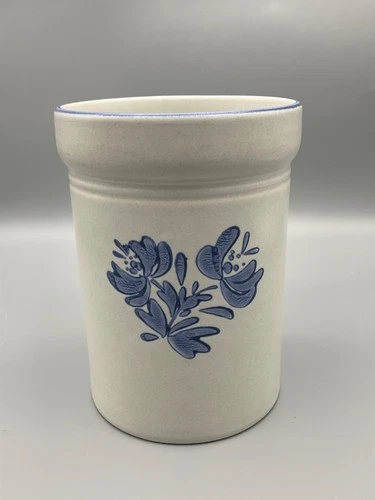 Vintage Pfaltzgraff Yorktowne Blue Utensil Holder Jar 6.5" Tall
