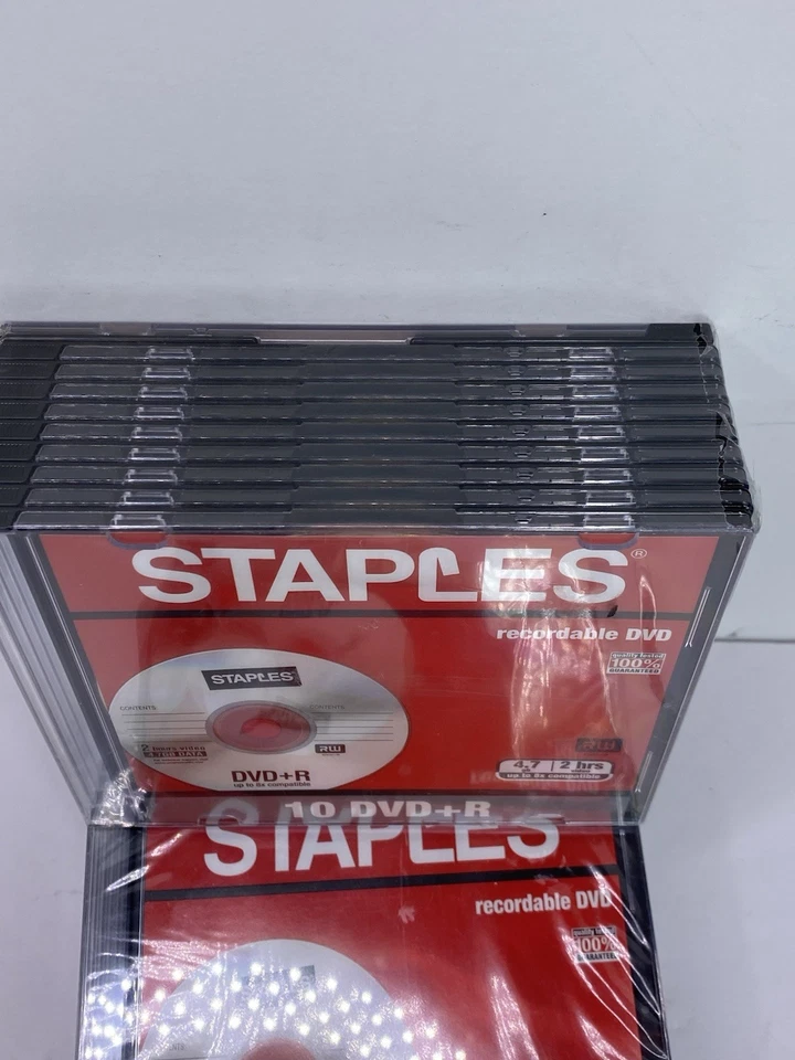 Staples 10 pc Pack DVD+R Blank 4.7gb 2 hour Video 8x Speed Recordable Disc NEW - Image 2 of 4