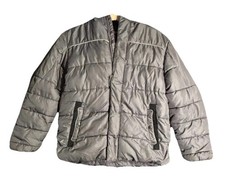 Swiss Tech Puffer Jacket Youth Large 10-12 Gray Reflective Skater Hooded Coat