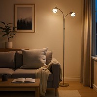 Beistellleuchte Stehlampe Wohnzimmerlampe 2Xg9 Glas Opal Flexibel Altmessing