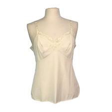 Shadowline Vintage Womens White Cream Camisole Top, Lace, bust 38, Adjustable