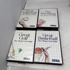 Lot of 4 SMS Master System Great Volleyball Great Golf Basketball Pro Wrestling