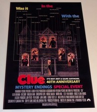 Póster de la película CLUE 1985 relanzamiento 2025 - 19"x13" 40 aniversario Tim Curry