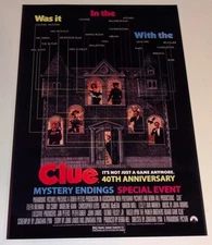 CLUE 1985 Film Poster Re-Release 2025 - 19"x13" 40th Anniversary Tim Curry
