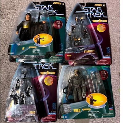 Star Trek Playmates Warp Factor Borg Q Strike Force Action Figure Lot of 4 NEW