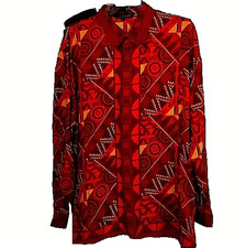 NWT MENS CREME DE SILK BEAUTIFUL SILK SHIRT GEOMETRIC PATTERN SIZE 4XLARGE WOW