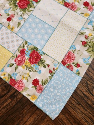 Beautiful Pioneer Woman Sweet Rose Patchwork Tablecloth, Multicolor,  60