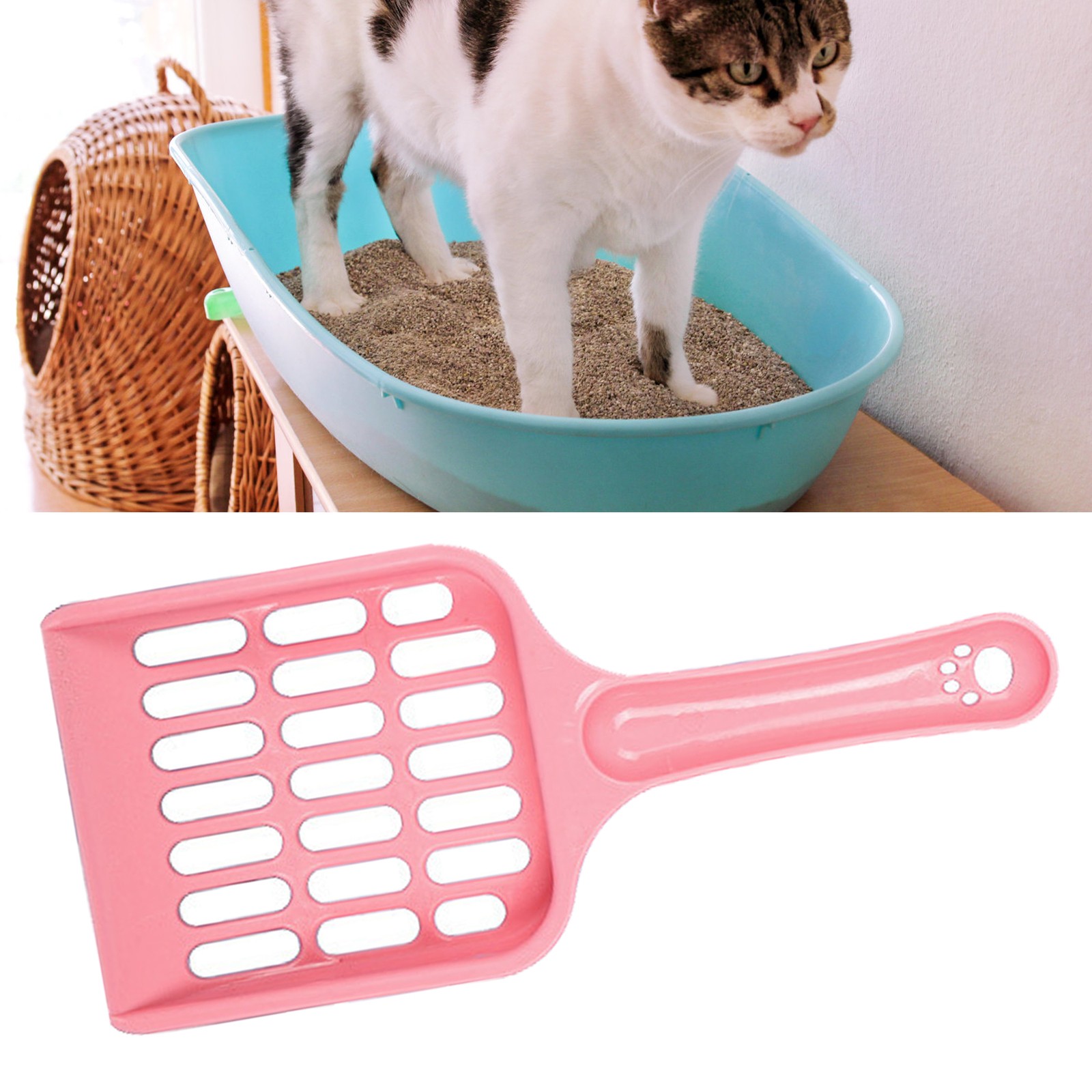 Cat Litter Scoop Hollow Grid Easy Filtering Kitten Litter Shovel PP Plastic Cat