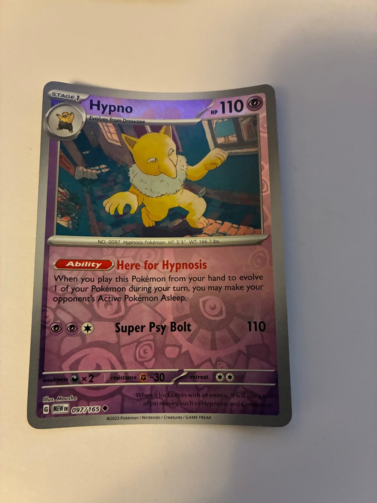 Hypno #097/165 SV: Scarlet & Violet 151 Reverse Holo NM Pokemon TCG