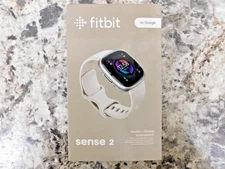 Fitbit Sense 2 Smartwatch Platinum Aluminum Case & Lunar White Band Brand New