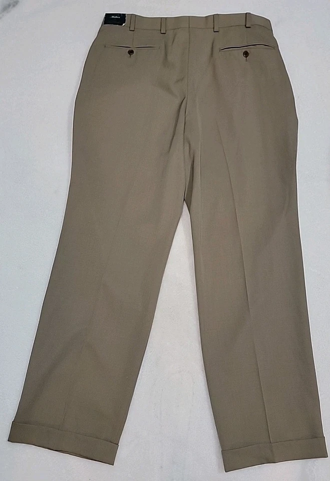 1818 MADISON Brooks Brothers Men's Brown Wool Dress Pants 35X30 NEW #A - Image 2 of 4