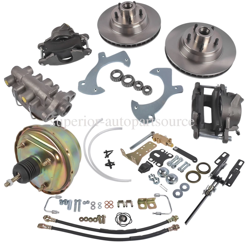 Fit for 1957-72 Ford Galaxie Full Size Cars Disc Brake Kit Drilled Slotted Rotor - Image 2 of 4