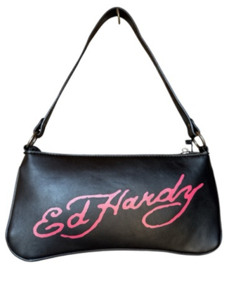 Ed Hardy Y2K Dead or Alive Studded Shoulder Bag Black Rhinestone