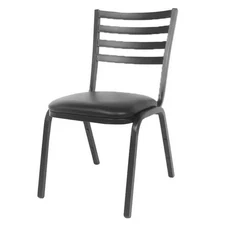 Modesto Oversized Black Metal Ladderback Restaurant Chair with Black Vinyl Seat