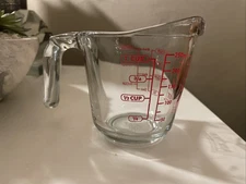 Anchor Hocking Clear Glass w/ Red Lettering 1 Cup Liquid Measuring Cup