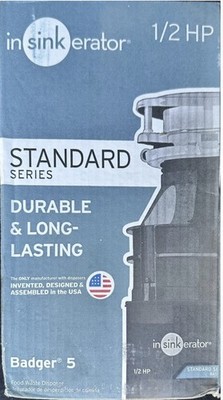 InSinkErator Badger 5 1/2HP Garbage Disposal Standard Series Brand New