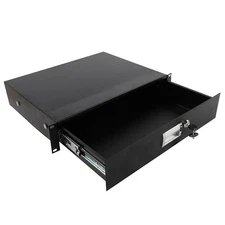 19 Inch Rack Mount 2U Steel Plate DJ Drawer Equipment Cabinet Lockable w/key