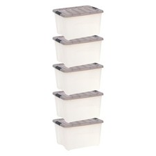 40 Qt. Plastic Storage Bins with Lids, Stackable Storage Containers, Totes,5Pack
