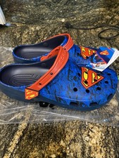 NEW Mens Crocs Superman Classic Clogs, size 10 also womens 12      shoes