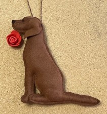 VIZSLA with a RED ROSE- Part needle felted DOG