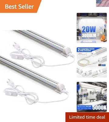 Efficient 2ft LED Lights, 5000K Daylight, Clear Cover - 2 Pack Utility Fixture