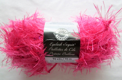 Loops & Threads Eyelash Sequin Fun Fur Yarn ~ Flamingo ~ 1.75 oz.