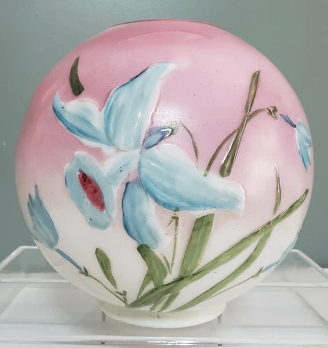 Antique Gone with the Wind Oil Lamp Globe Hand Painted Embossed SHADE ONLY