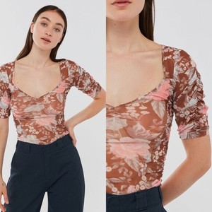 urban outfitters floral mesh top