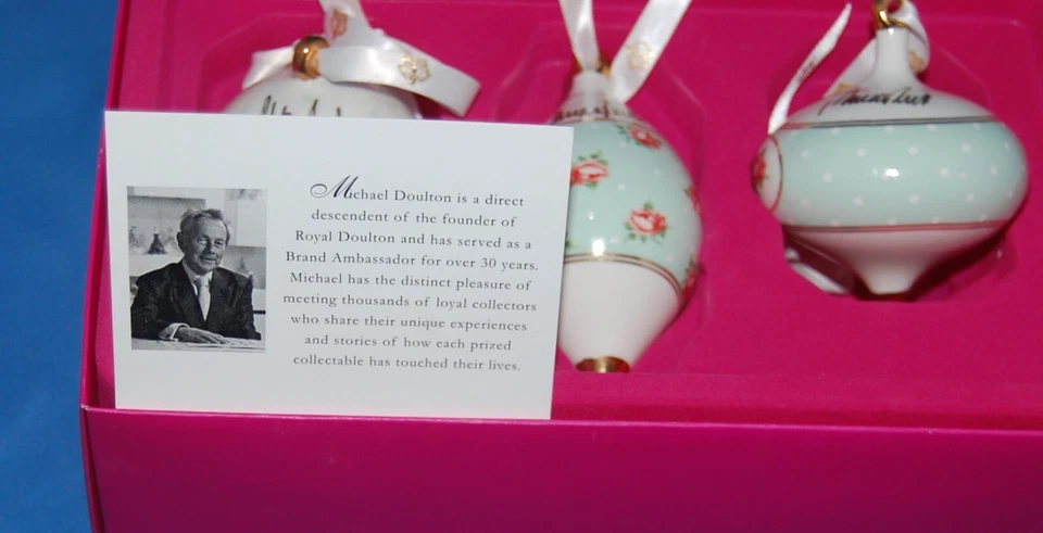 Royal Albert Polka Rose 3 ornament set: signed by Michael Doulton - image 4 of 4