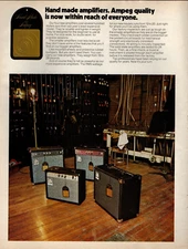 vtg 70s AMPEG AMPS MAGAZINE PRINT AD Hand Made Wired Guitar Amplifier Pinup Page