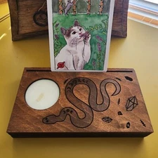 Snake Crystal Oracle Tarot Card Holder Tealight Holder