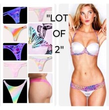 PINK Victoria's Secret 1/2 PACK Neon Rainbow Logo Butterfly S M L XL Thong Panty