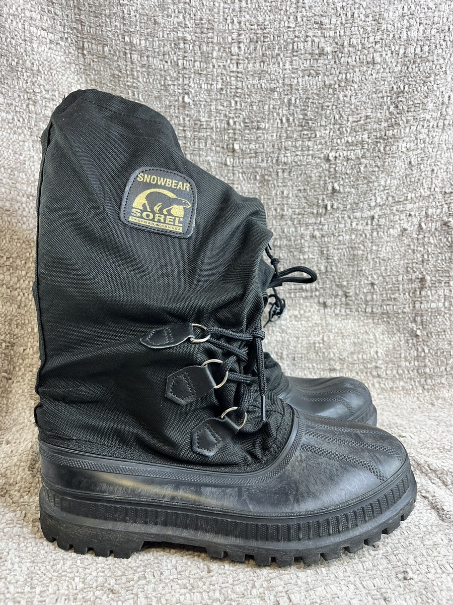SOREL Snow Bear Canada Insulated Black Winter Snow Tall Boots