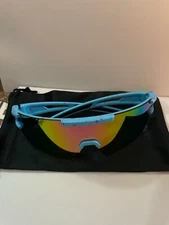 Oversized Classic VINTAGE RETRO SPORTY Style WRAP AROUND SUN GLASSES Blue Frame