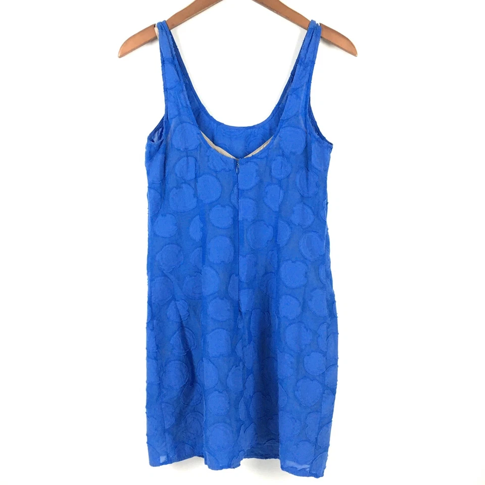 Vestido Frock By Tracy Reese Azul Sin Mangas Cierre Trasero Forro de Seda  Foto 4 de 4