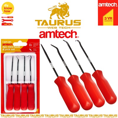 4 x AMTECH PICK & HOOK Sonden-Set O-Ring KFZ Auto Dichtung Entferner Zum Selbermachen Werkzeuge UK